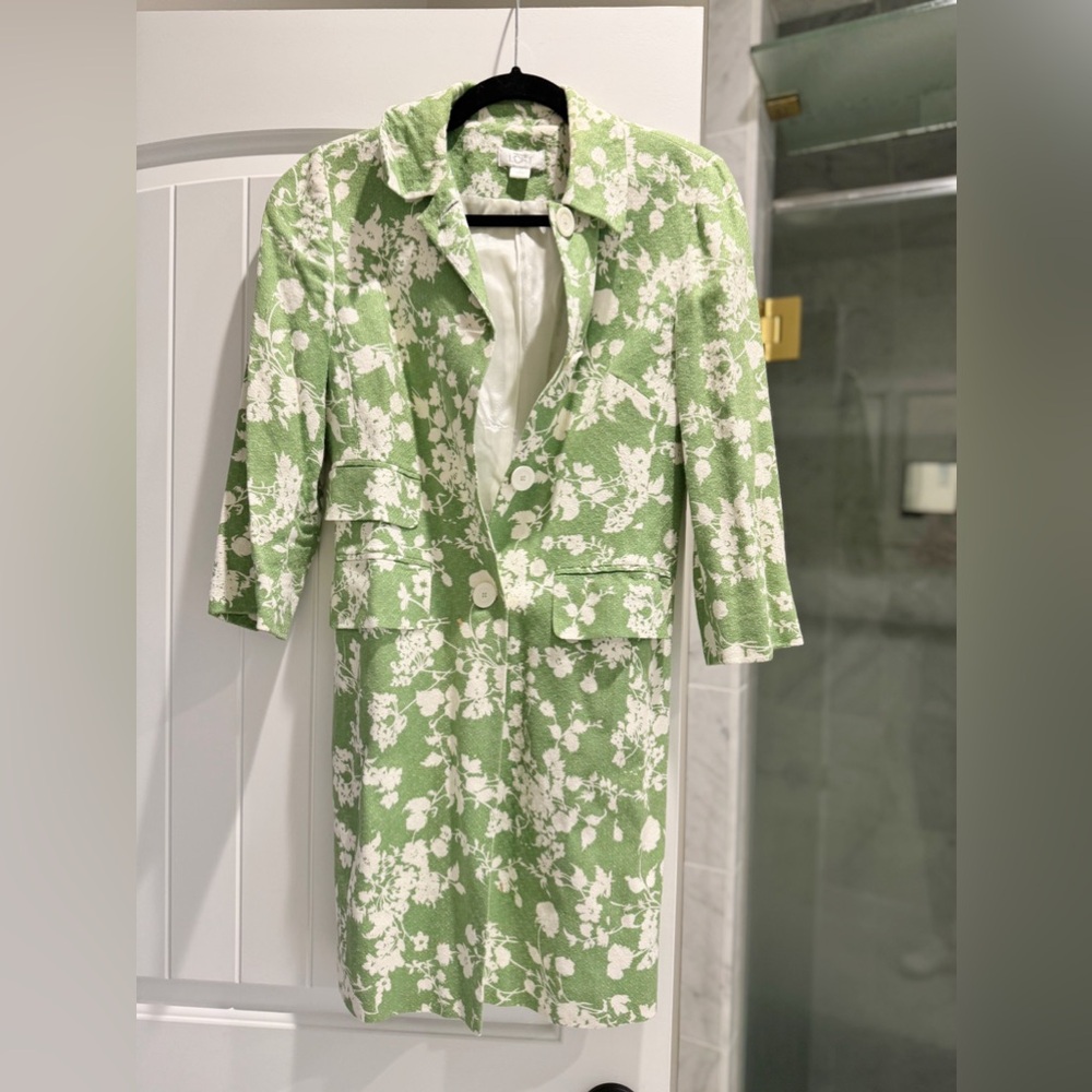 LOFT Green Floral Coat Size 0